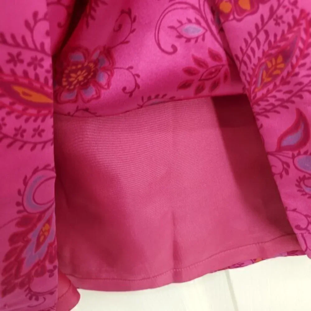 VTG 90s/early 2000s INC Silk Straight Neck Mini Sheath Dress 6 Pink Paisley